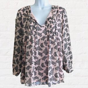 Tommy Hilfiger Blush and Black Leaf Print Blouse